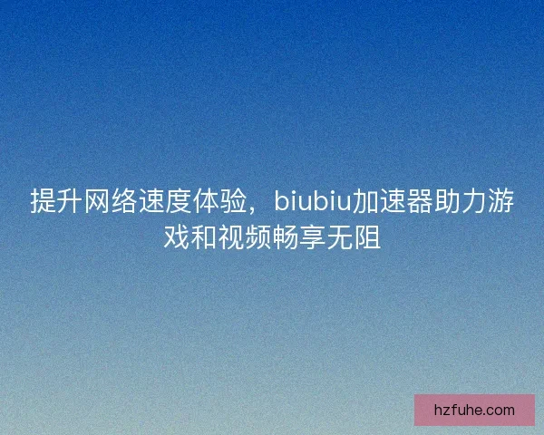 提升网络速度体验，biubiu加速器助力游戏和视频畅享无阻
